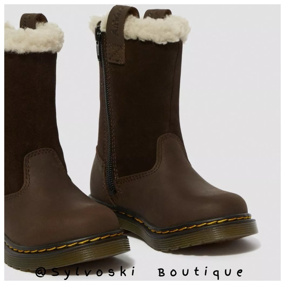 🆕 DR MARTENS TODDLER JUNEY SUEDE FAUX FUR LINED BOOTS NWT - Picture 3 of 15